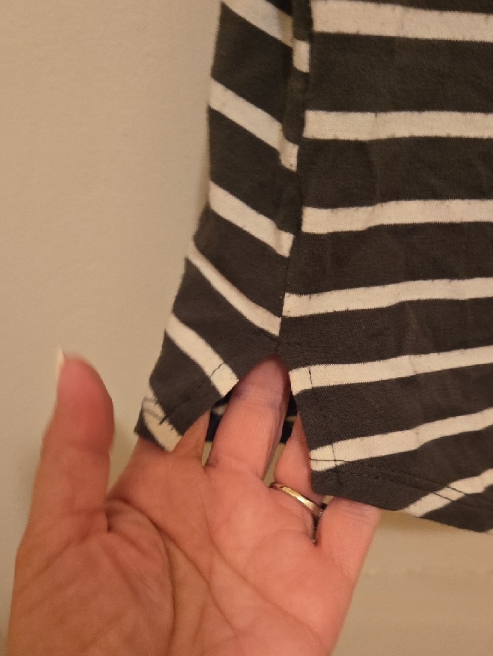 Green Envelope Olive Green & White Striped Cap Sleeve Tee - Picture 4 of 7